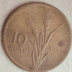 TÜRKİYE  1961    10   KURUŞ