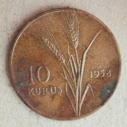 TÜRKİYE  1958   10  KURUŞ