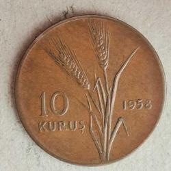 TÜRKİYE  1958   10  KURUŞ
