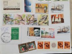 YERLİ YABANCI  KULLANILMIŞ ZARFA YAPIŞIK  DAMGALI DAMGASIZ   PUL  LOTU