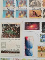 YERLİ YABANCI  KULLANILMIŞ ZARFA YAPIŞIK  DAMGALI DAMGASIZ   PUL  LOTU