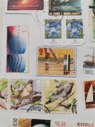 YERLİ YABANCI  KULLANILMIŞ ZARFA YAPIŞIK  DAMGALI DAMGASIZ   PUL  LOTU