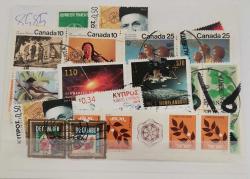 YERLİ YABANCI  KULLANILMIŞ ZARFA YAPIŞIK  DAMGALI DAMGASIZ   PUL  LOTU