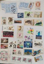 YERLİ YABANCI  KULLANILMIŞ ZARFA YAPIŞIK  DAMGALI DAMGASIZ   PUL  LOTU