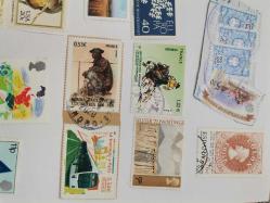 YERLİ YABANCI  KULLANILMIŞ ZARFA YAPIŞIK  DAMGALI DAMGASIZ   PUL  LOTU