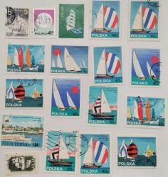 YERLİ YABANCI  YELKENLİ  KULLANILMIŞ  DAMGALI DAMGASIZ   PUL  LOTU