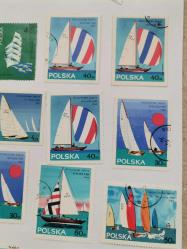 YERLİ YABANCI  YELKENLİ  KULLANILMIŞ  DAMGALI DAMGASIZ   PUL  LOTU