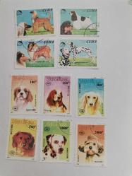 YERLİ YABANCI  KÖPEK TEMALI  KULLANILMIŞ  DAMGALI DAMGASIZ   PUL  LOTU