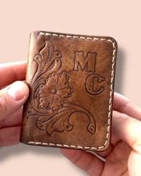 BERLIN %100 El Yapımı Desenli Hakiki Deri Kartlık