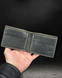 %100 El Yapımı İSTANBUL Klasik Deri Erkek Cüzdanı / Baba Cüzdanı - Siyah