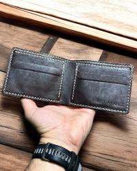 %100 El Yapımı İSTANBUL Klasik Deri Erkek Cüzdanı / Baba Cüzdanı - Koyu Kahve