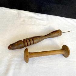 Antika El Yapımı Ahşap Dokuma Alet Seti