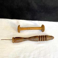 Antika El Yapımı Ahşap Dokuma Alet Seti