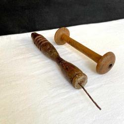 Antika El Yapımı Ahşap Dokuma Alet Seti