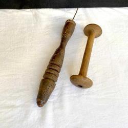 Antika El Yapımı Ahşap Dokuma Alet Seti