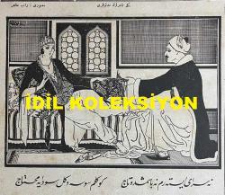 Osmanlıca Akbaba Mizah Dergisi-Gazetesi, Orijinal Dönem Basım, (Ottoman Magazine-Newspaper) - 18 Haziran 1923 - Sayı: 56 - Rumi: 18 Haziran 1339 - Hicri: 3 Zilkade 1341 - Karikatürist Ramiz Gökçe'nin Lozan Barış Konferansı'na Dair Çalışması: 
