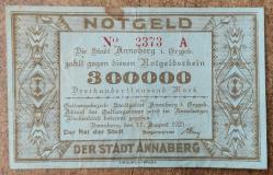 Almanya, Notgeld 300.000 Mark 1923. Arka Yüzünde (Şehir Arması) Mühür Mevcuttur. Nadir Çıkar. (Lekeli/ÇT)