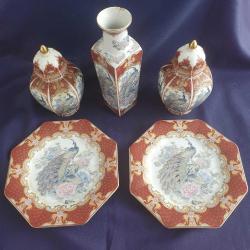 Tozan Damgalı Antika vazo / Küp ve Tabak Takımı