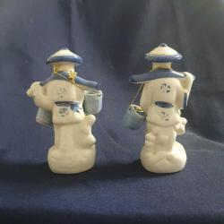 Porselen Çinli Balık Satıcısı İkili Biblo Koleksiyonluk