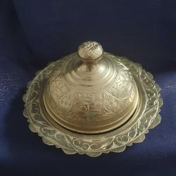 Bakır Keski Gümüş Kaplama Antep İşi Lokumluk, Şekerlik