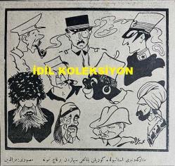 Osmanlıca Akbaba Mizah Dergisi-Gazetesi, Orijinal Dönem Basım, (Ottoman Magazine-Newspaper) - 5 Şubat 1923 - Sayı: 18 - Rumi: 5 Şubat 1339 - Hicri: 18 Cemaziyelahir 1341 - Karikatürist Ratip Tahir Burak'ın Çalışması: Gayr-ı Faaller Nasıl Vakit Geçiriyorlar? - Laklakiyat: Portakal Bolluğu - Çarşı Pazara Dair: Ekmekler Hakkında - Bir Tavsiye: Emraz-ı Akliye Mütehassısı Mazhar Osman (Usman) Bey, Taht-ı Tedavisinde Bulunan Hastalara, Bir Müddet İçin Akşam ve İleri Gazetelerini Okumalarını Tavsiye Etmiştir - Karikatürist Mehmet İzzettin'in Çalışması: Mütareke'den Beri İstanbul'da Görülen Yabancı Simalardan Birkaç Numune - Be-Tarz-ı Kudema: 