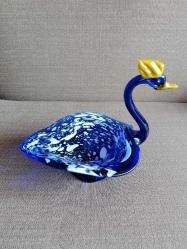 VINTAGE MURANO MAVİ CAM KUĞU