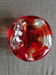 VINTAGE MURANO KIRMIZI CAM KÜL TABLASI