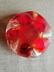 VINTAGE MURANO KIRMIZI CAM KÜL TABLASI