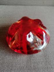 VINTAGE MURANO KIRMIZI CAM KÜL TABLASI