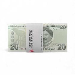 9.Emisyon 20 Türk Lirası H001 Deste 100 Adet İlk Prefix