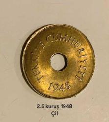 2.5 kuruş  1948 (delikli) çil