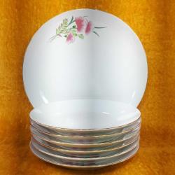VINTAGE KIR ÇİÇEKLERİ RESİMLİ SÜMERBANK PORSELEN TABAK SETİ , BİR BÜYÜK , 6 NORMAL BOY TOPLAM 7 PARÇA
