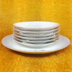 VINTAGE KIR ÇİÇEKLERİ RESİMLİ SÜMERBANK PORSELEN TABAK SETİ , BİR BÜYÜK , 6 NORMAL BOY TOPLAM 7 PARÇA