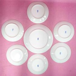 VINTAGE KIR ÇİÇEKLERİ RESİMLİ SÜMERBANK PORSELEN TABAK SETİ , BİR BÜYÜK , 6 NORMAL BOY TOPLAM 7 PARÇA