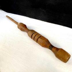 Antika Ahşap 43 cm İp ve Halat Örme Tamir Aleti