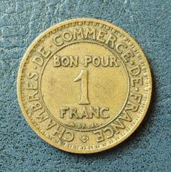 Fransa, Merkür Temalı Hatıra 1 Frank, Ticaret Sanayi/Fransız Ticaret Odaları. Tasarım: Joseph-François Domard (Domard Inv.) 1922. Alüminyum-Bronz (23 mm)