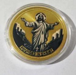 İnci Kaplama Kabartmalı Altın Kaplama Madeni Hatıra Madalyonu- Hz. İsa Kılavuz  (Resimdeki Ürün Gönderilecektir)