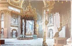 Kartpostal - ROMA - Interno di San Pietro (1922, Constantinopoli, Turchia posta damgalı)