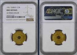 1951 2.5 kuruş -delikli cil /NGC sertifikalı  NADİR