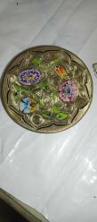 Renkli Mine İşlemeli Dekoratif Bakır Tabak ‎