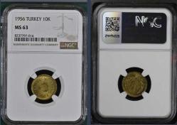 1956 10 kuruş  -çil- NGC MS 63 sertifikalı
