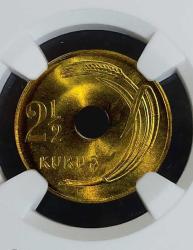 1948 2.5 kuruş  (delikli) -çil-  NGC MS 64  sertifikalı