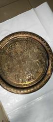 Otantik El İşlemesi Bakır Dekoratif Tabak(işlemeler hasarlı)