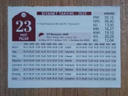 2025 Diyanet Takvimi - 23 Mart 2025