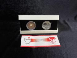 2021 Beşiktaş 16.Şampiyonluk Süper Lig Şampiyonluğu Özel Hatıra Para Bronz Gümüş Sikke Seti (Darphane)