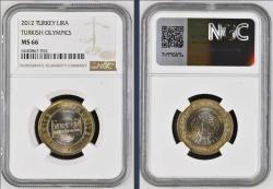 2012  1 Lira Türkçe Olimpiyatlar  NGC MS66