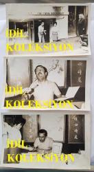 YEŞİLÇAM'DA CİLALI İBO ADIYLA BİLİNEN FERİDUN KARAKAYA'NIN ORİJİNAL 3'LÜ FOTOĞRAF SETİ - 18 x 12 cm EBADINDA - FERİDUN KARAKAYA, ÇİN RESTORANINDA YEMEK YERKEN ÇEKİLMİŞ 3 FARKLI KARE