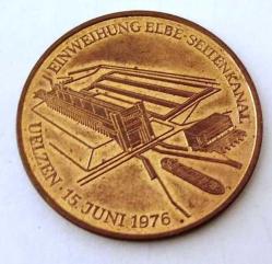 Almanya, Hamburg, Hener Saksonya, Elbe Yan Kanalının Açılışı, 1976 Hatıra Madalya  13.3 Gr. / 34 mm (192)