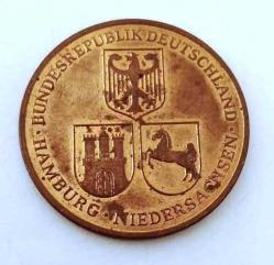 Almanya, Hamburg, Hener Saksonya, Elbe Yan Kanalının Açılışı, 1976 Hatıra Madalya  13.3 Gr. / 34 mm (192)