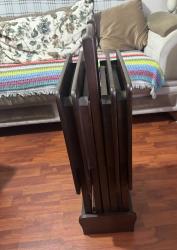 Zigon Katlanabilir,Taşınabilir Dikdörtgen Sehpa Kayın Parlak Ceviz Natüre El Yapımı